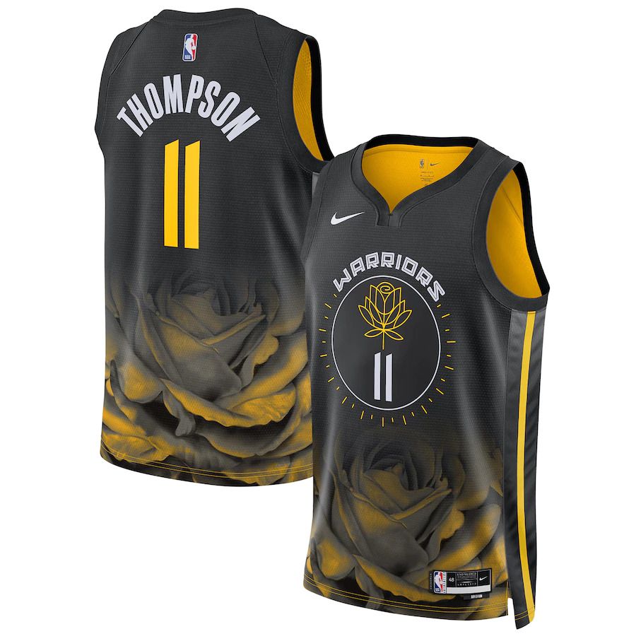 Men Golden State Warriors 11 Klay Thompson Nike Black City Edition 2022-23 Swingman NBA Jersey